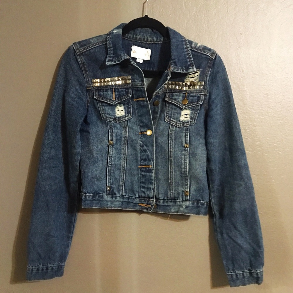 Studded Distressed Jean Jacket